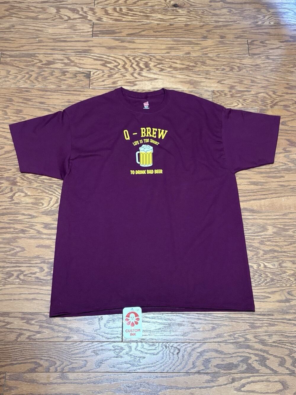 Hanes Men's Maroon "Life Is Too Short To Drink Bad Beer" Graphic T-Shirt, Sz 2XL